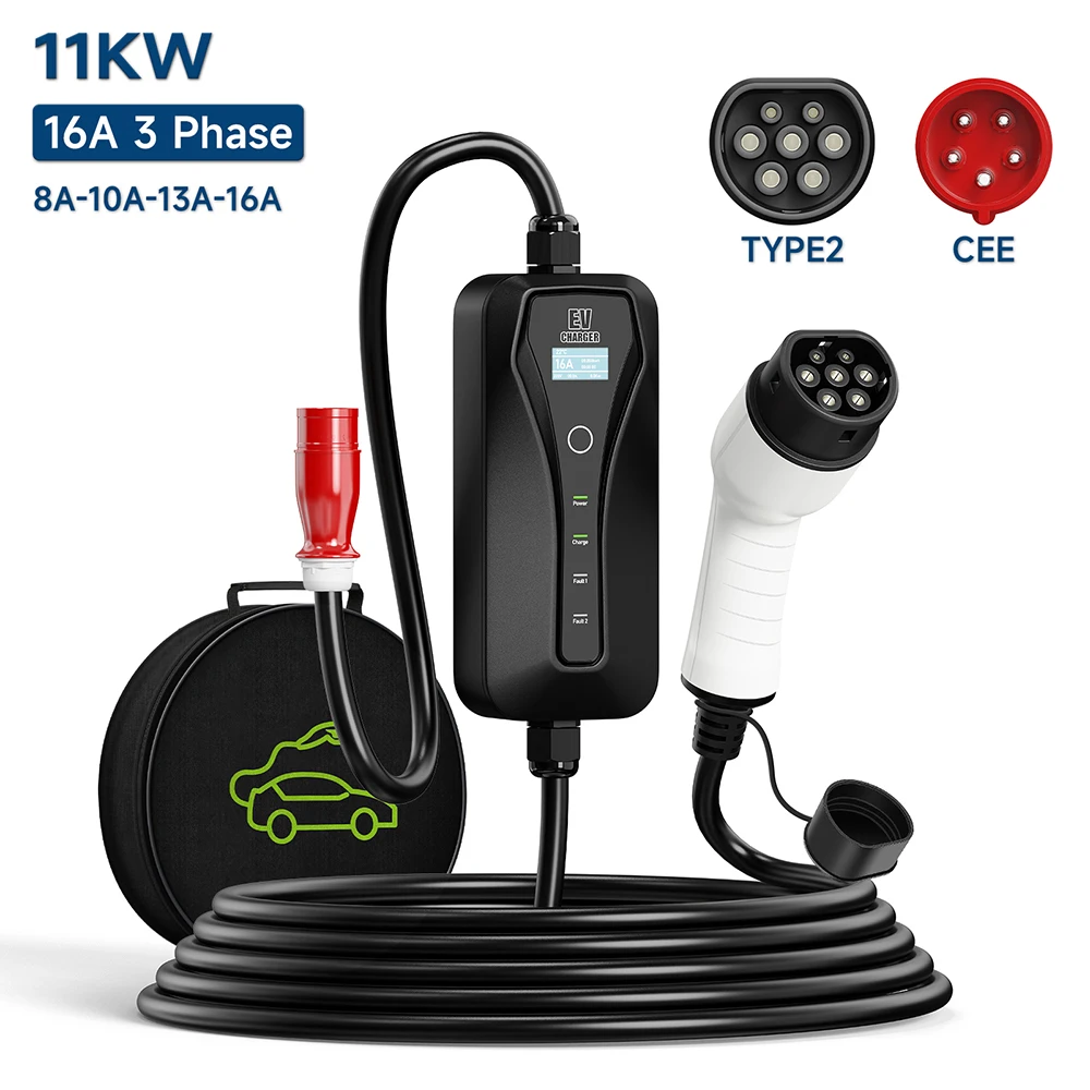 11KW 16A EV Charger Type 2 EVS - đánh giá và giá Type 2 Portable Ev Charger 11Kw Cee