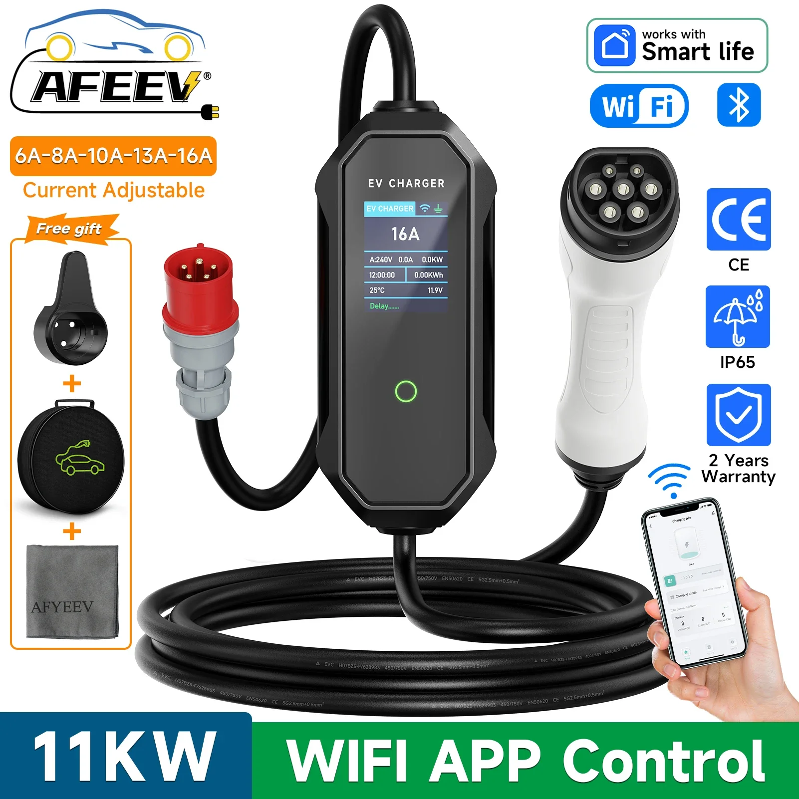 AFEEV Type 2 Portable EV Charg - đánh giá và giá Type 2 Portable Ev Charger 11Kw Cee